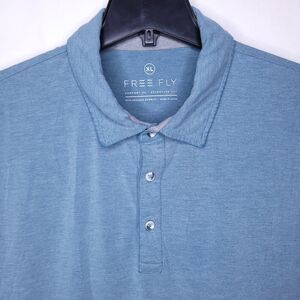 Free Fly Apparel Men's Polo Shirt in Heathered Teal Blue